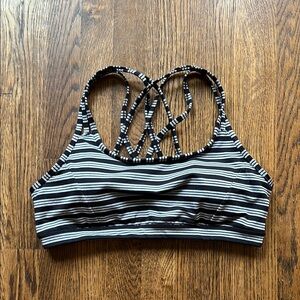 Athleta Black and Gray Fully Focus  Strappy Sports Bra